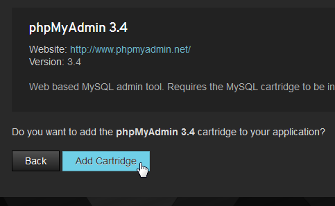 phpadmin add cartridge