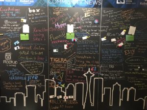 The crowded "Jobs Board" at KubeCon 2016