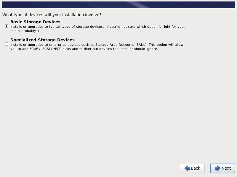 Red Hat OpenShift Enterprise Linux Storage Screen