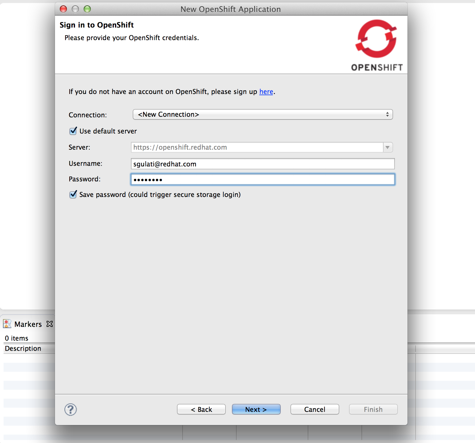 Sign in to OpenShift