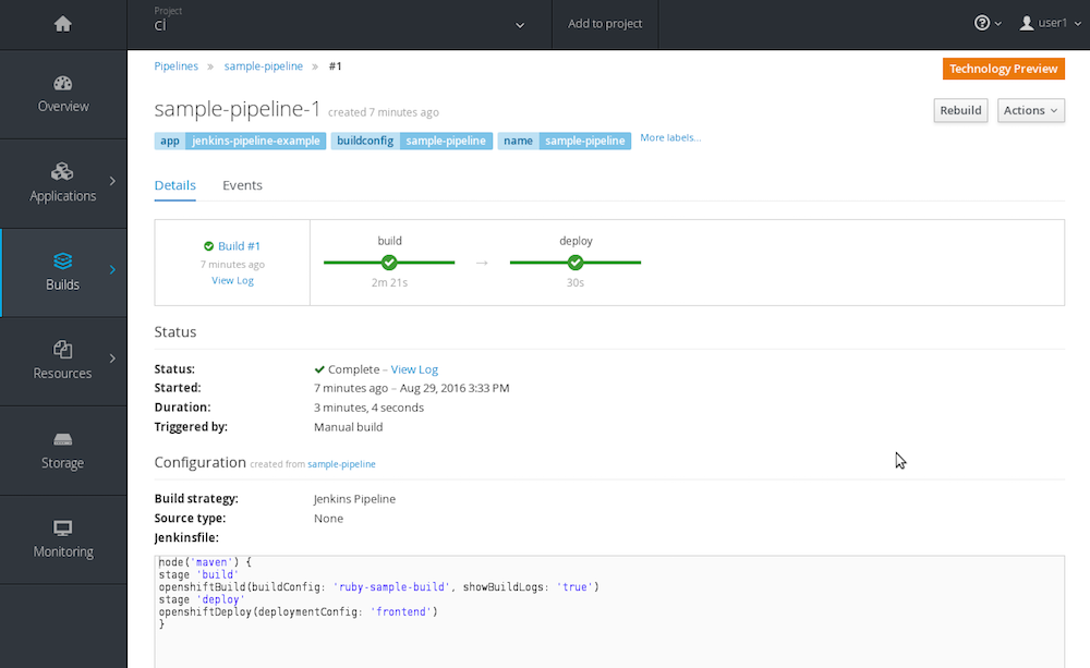 OpenShift Pipelines View